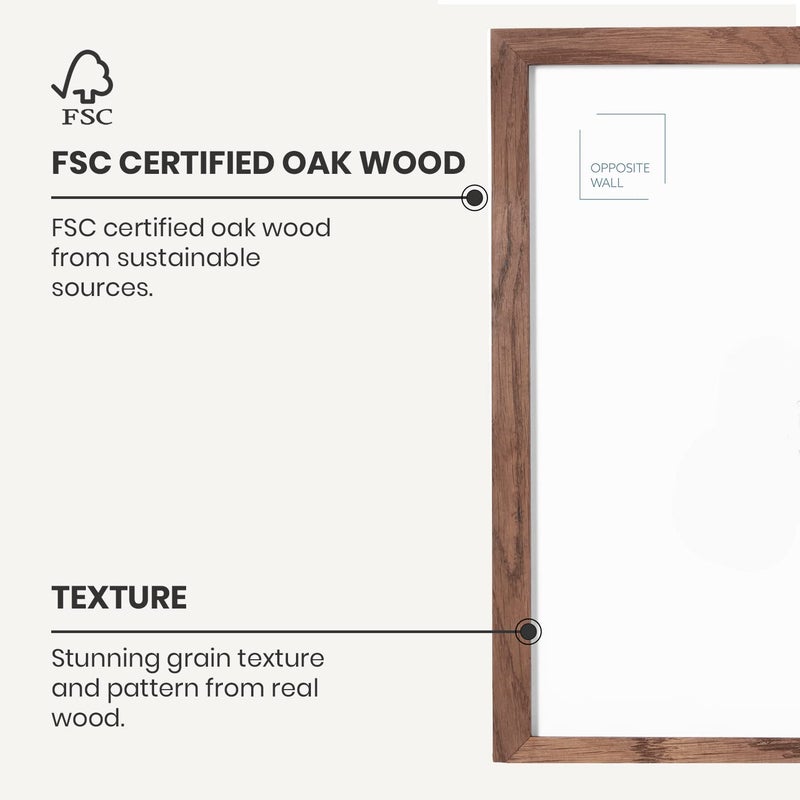 Opposite Wall - Set of 2-8.5 x 11 in - Dark Solid Oak Wood Picture Frames - Lightweight, Versatile & Shatterproof - Wall Hanging & Tabletop Photo Frame - Office, Gallery & Home Decor - Image 3